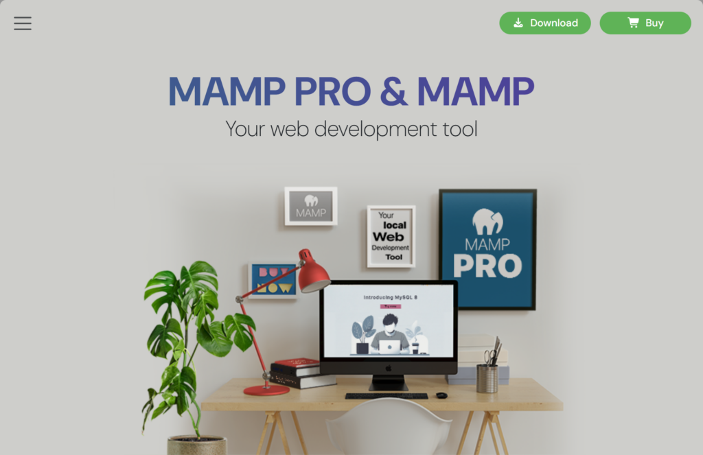 MAMP. Web development tools and workspace setup